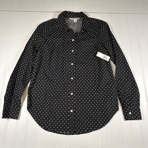 Old Navy The Classic Shirt Size Xs Polka Dot Button-Up Black White NWT